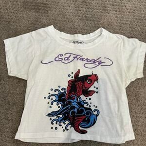 Ed hardy white crop top